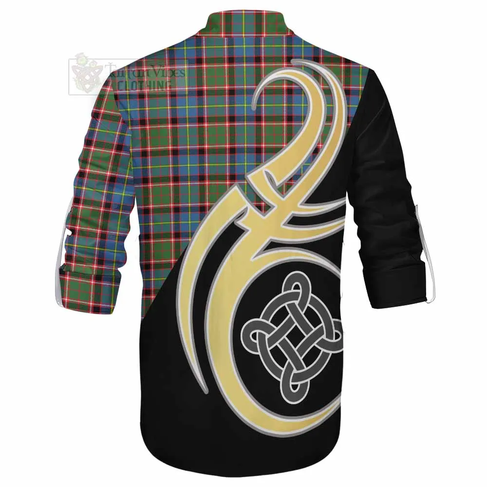 Aikenhead Tartan Ghillie Kilt Shirt with Family Crest and Celtic Symbol Style