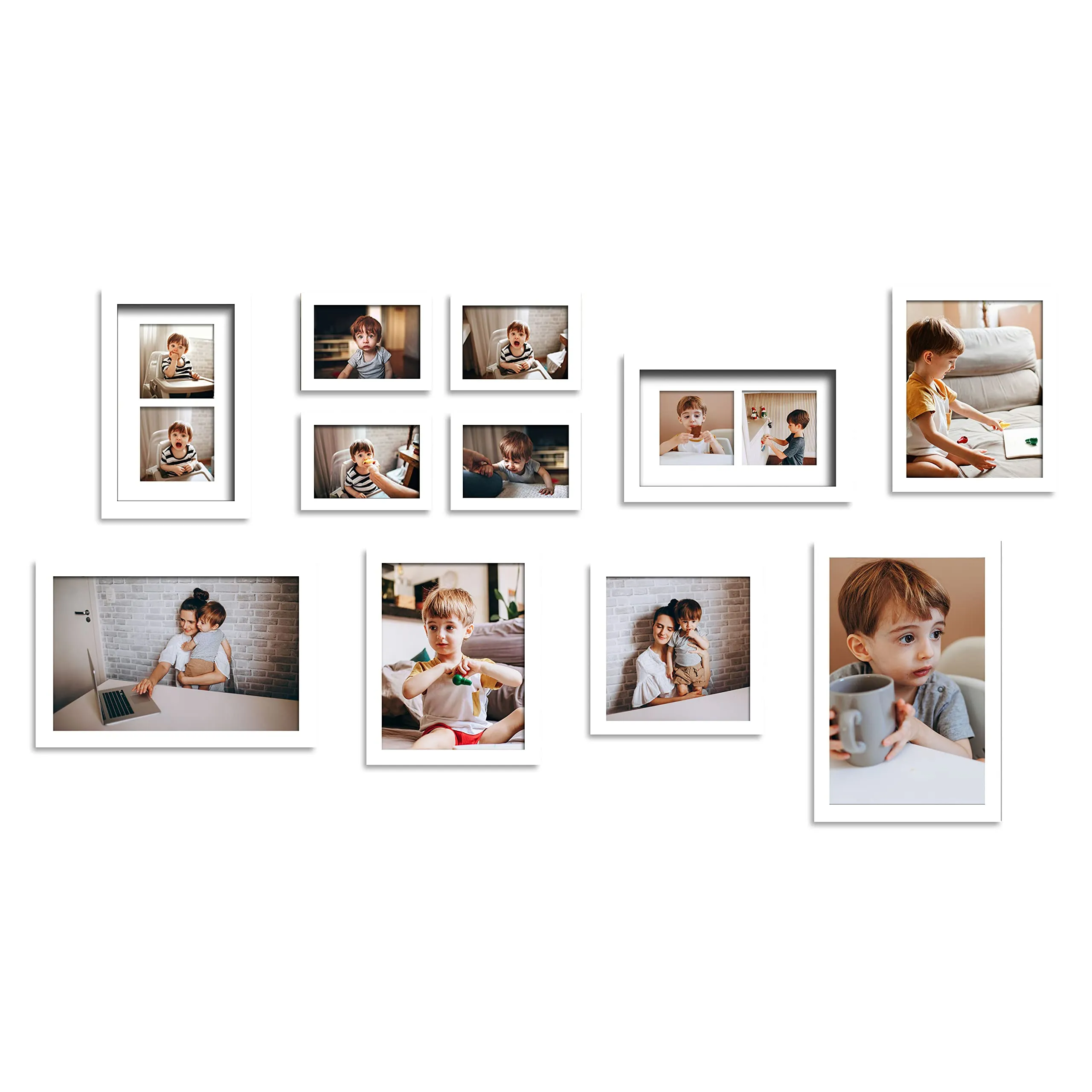 Art Street Collage Wall Photo Frame Individual Frame For Living Room, Decorative Home Decor Wall Hangings, Home Decoration - Set Of 11 (4x6-4 Pcs, 6x10-2 Pcs, 8x8-1 Pcs, 8x10-2 Pcs, 8x12-2 Pcs), White