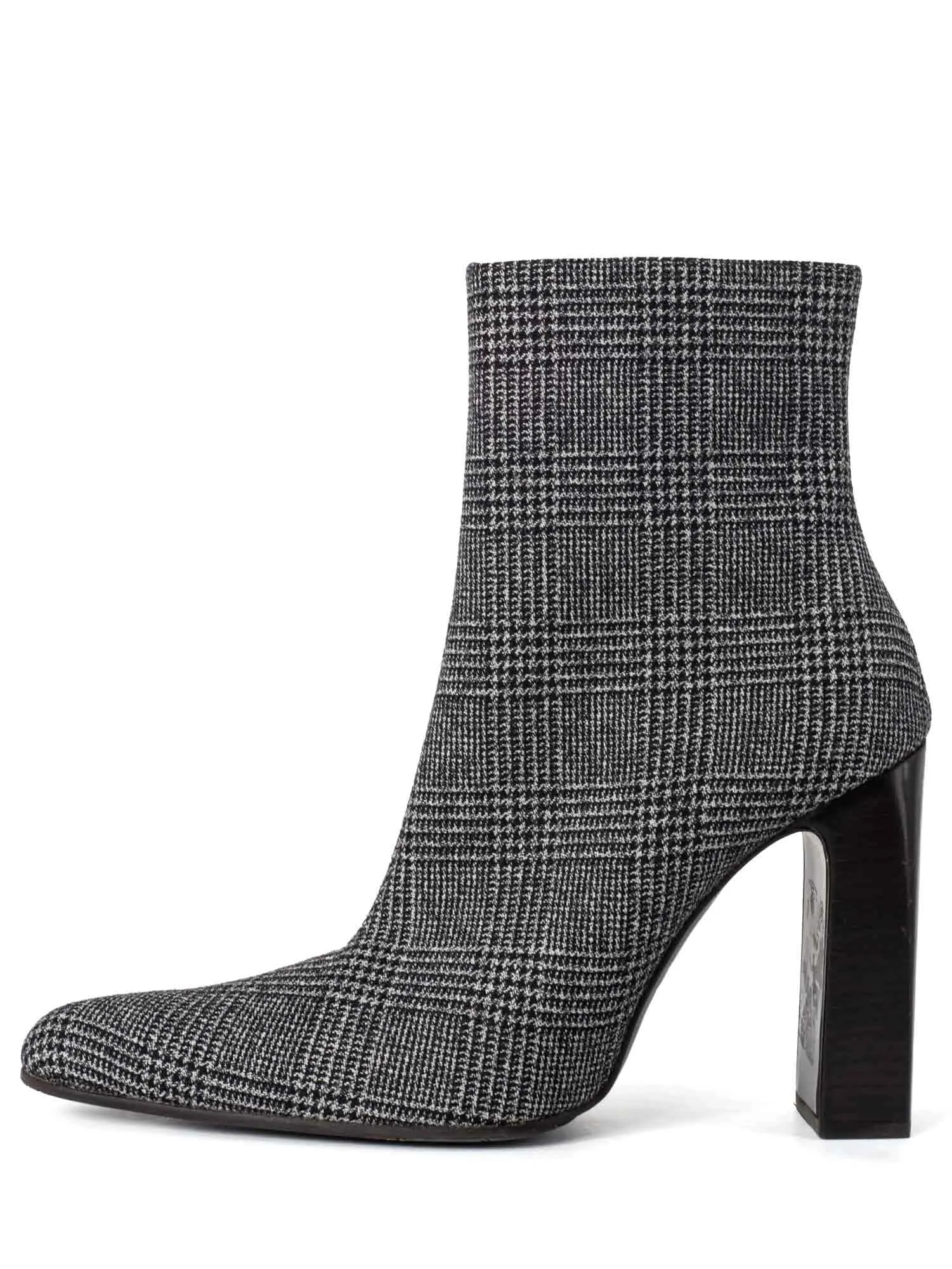 Balenciaga Houndstooth Wool Ankle Boots Black White