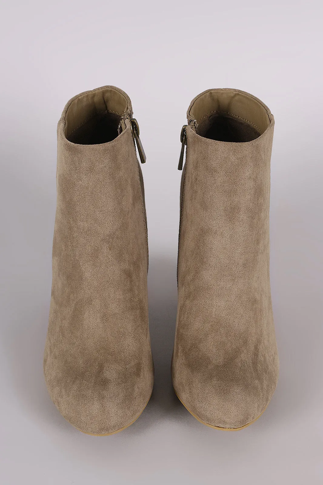 Bamboo Suede Chunky Heeled Ankle Boots