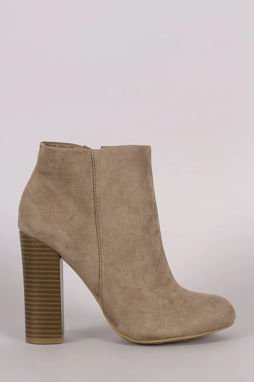 Bamboo Suede Chunky Heeled Ankle Boots