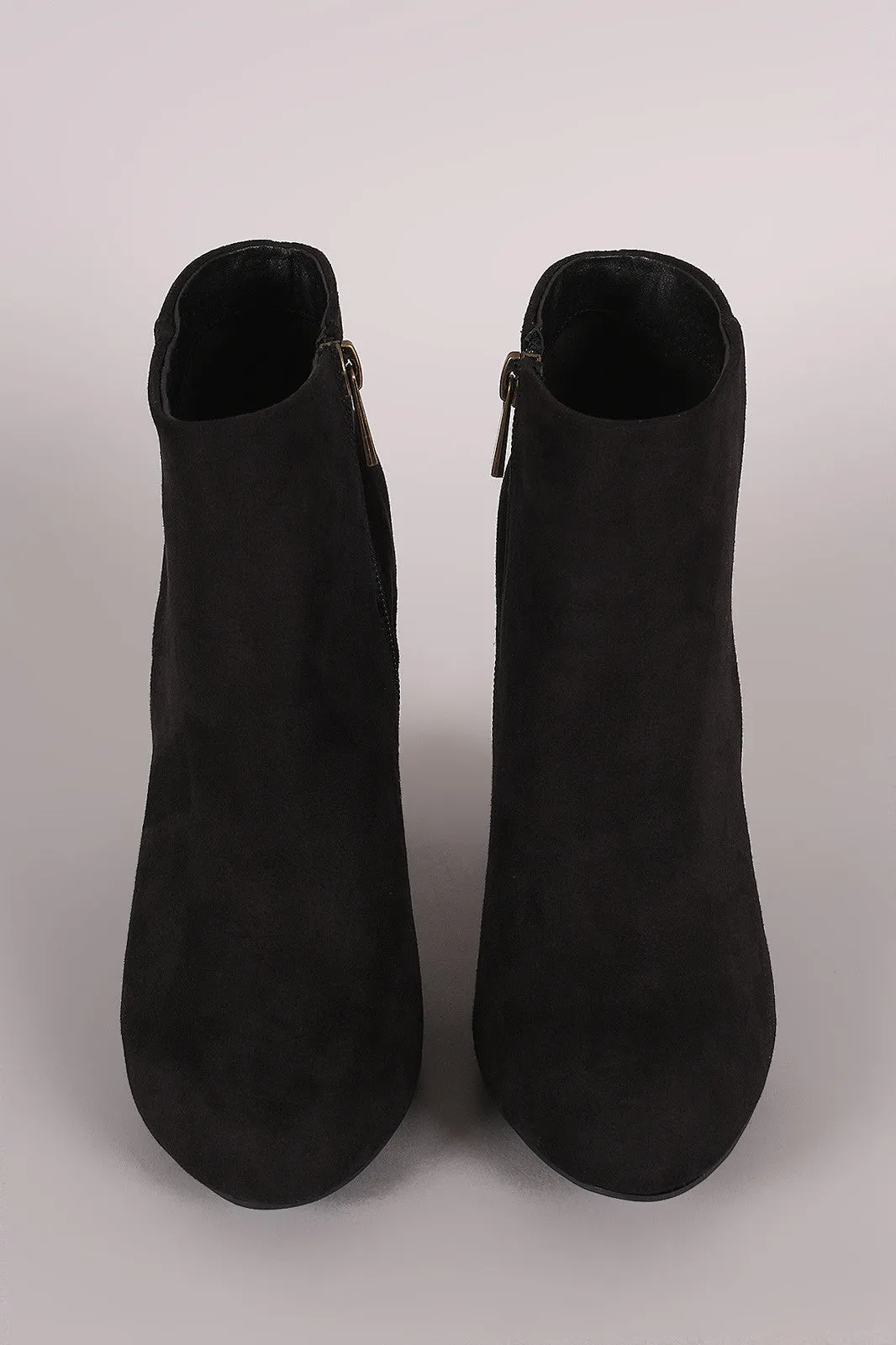 Bamboo Suede Chunky Heeled Ankle Boots