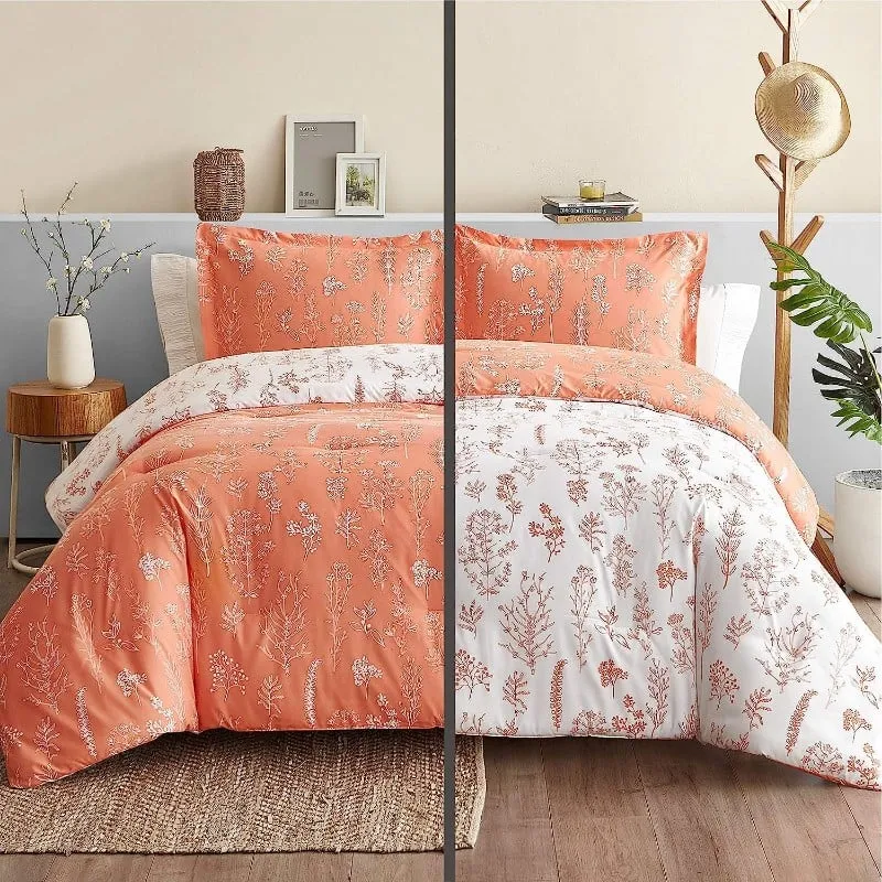 Bedsure King 3 Piece Bedding Set, Coral