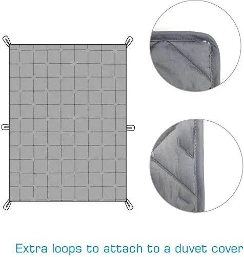 Bhoomi Impex Weighted Blanket/Comforter for a Adult - Queen(15 Lbs Or 6.8 Kg) - Calm, Sleep Better and Relax Naturally. Queen Size_Grey Blanket   Navy Blue Cover
