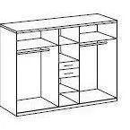 CAMILLA  White And Graphite 6 Doors 2 Drawers Mirrored wardrobe