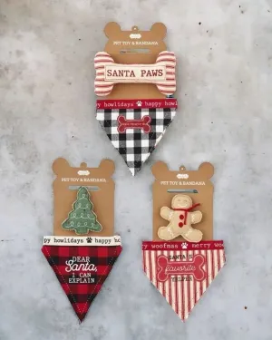 Christmas Pet Bandana & Toy Set - 3 Styles