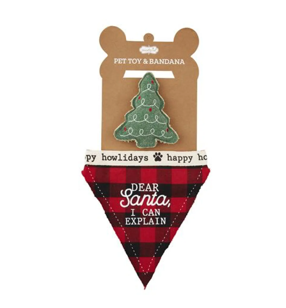 Christmas Pet Bandana & Toy Set - 3 Styles
