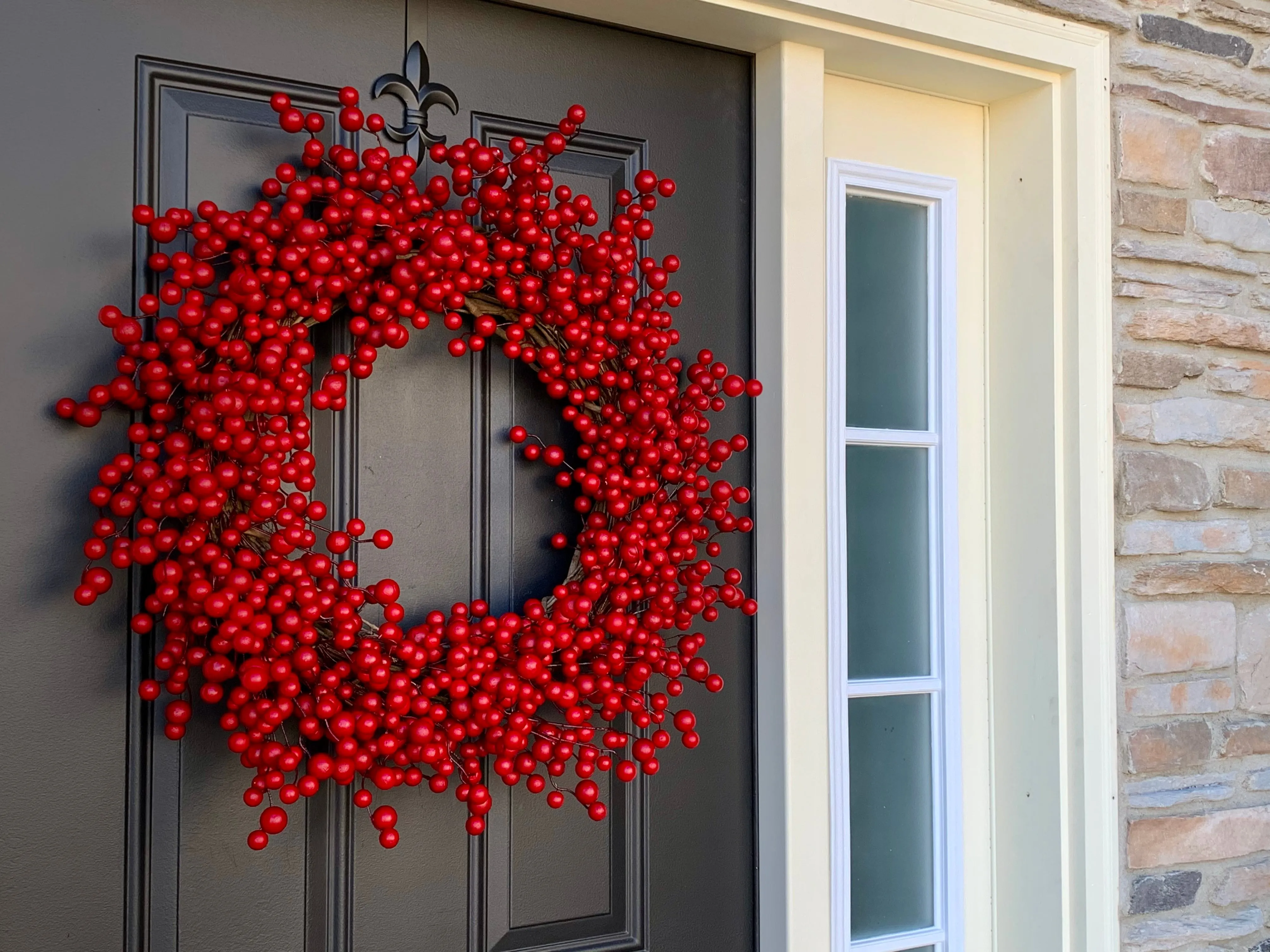 Christmas Red Berry Wreath, Weatherproof Holly Berry Wreath