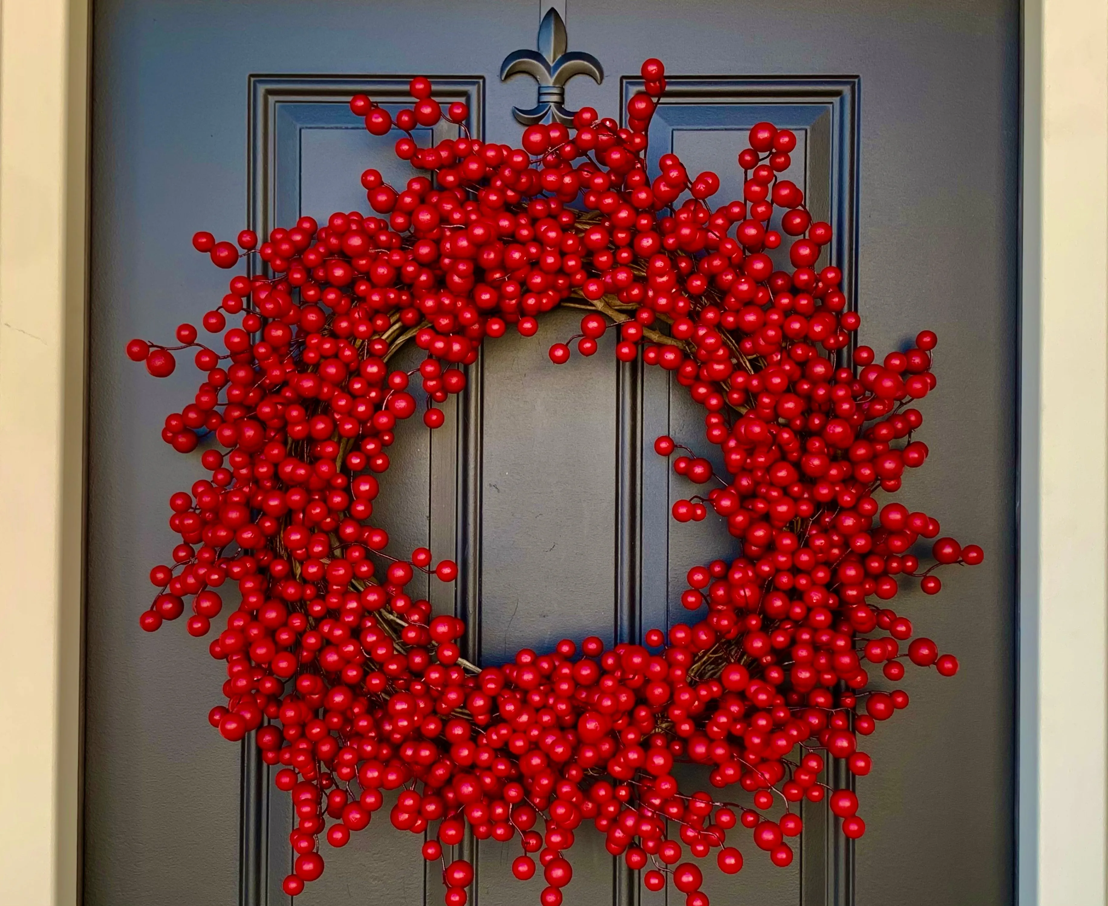 Christmas Red Berry Wreath, Weatherproof Holly Berry Wreath