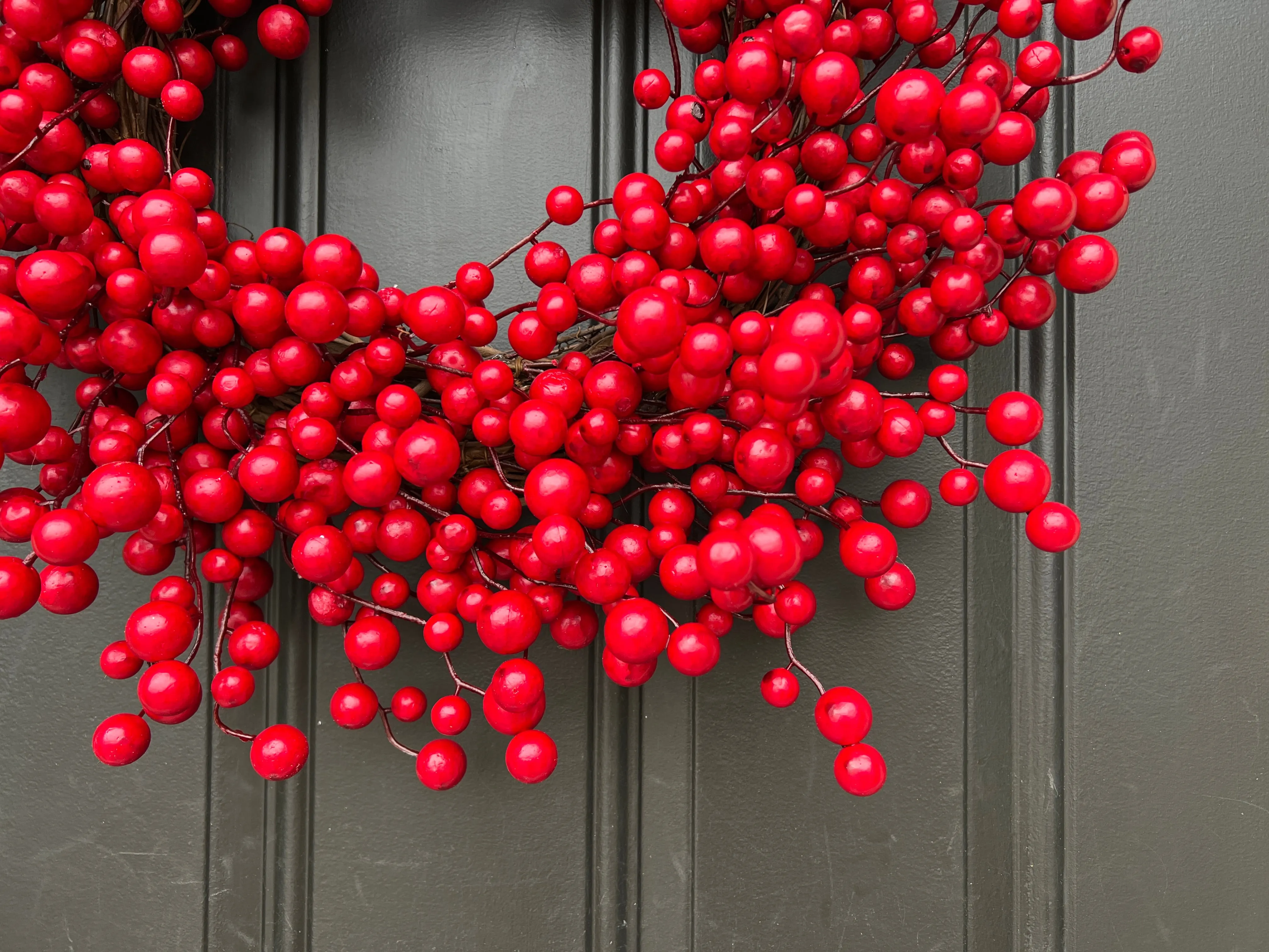 Christmas Red Berry Wreath, Weatherproof Holly Berry Wreath