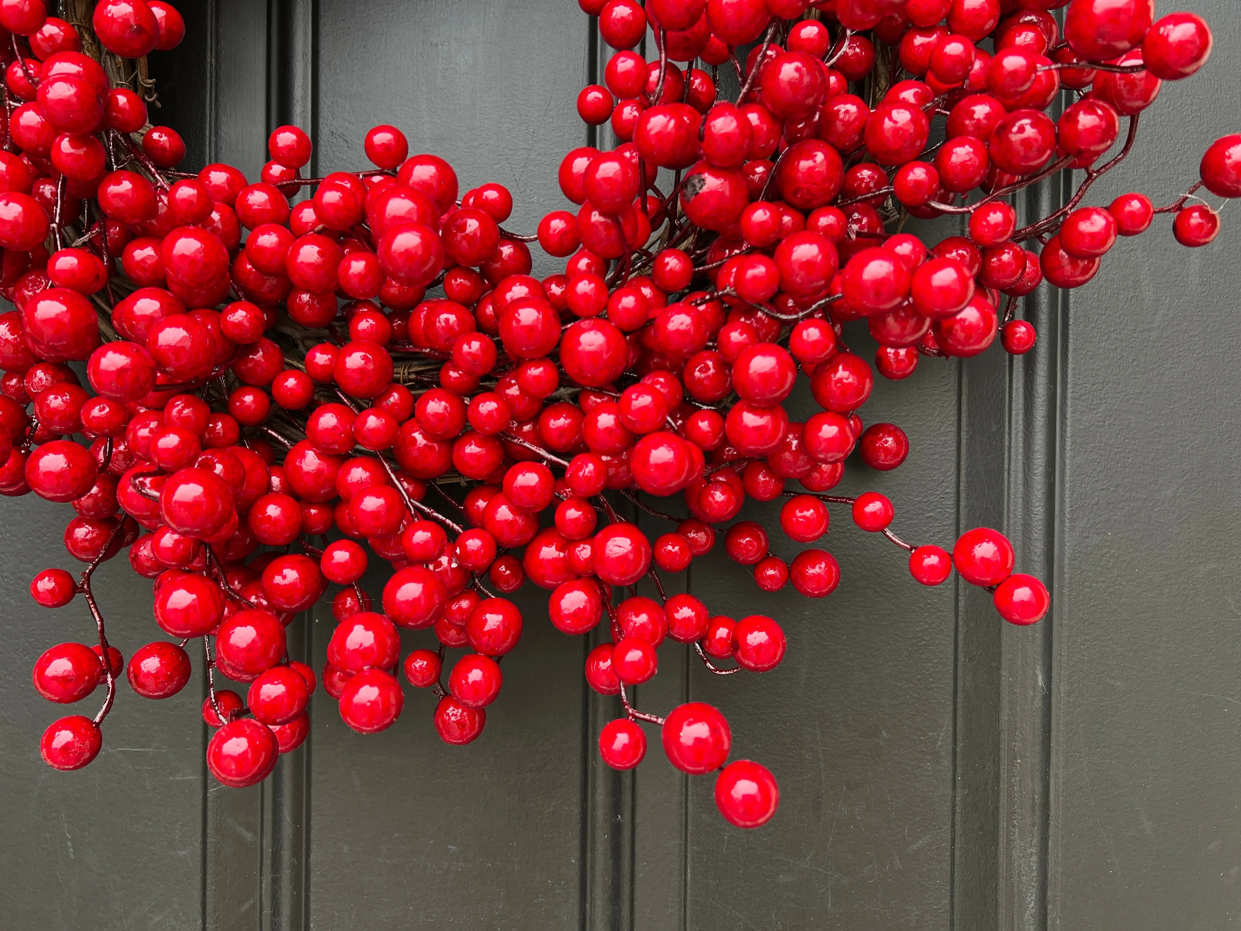 Christmas Red Berry Wreath, Weatherproof Holly Berry Wreath