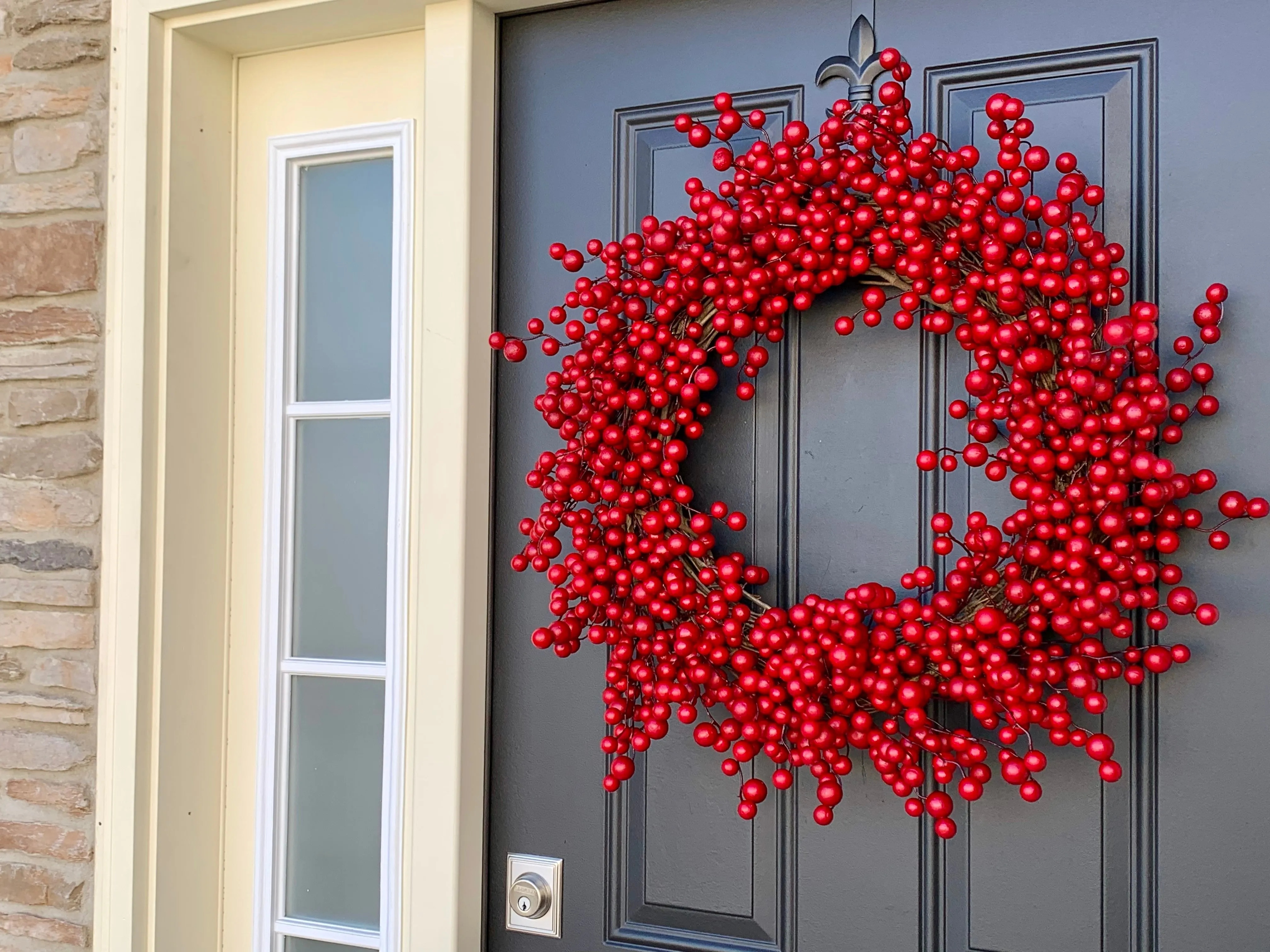 Christmas Red Berry Wreath, Weatherproof Holly Berry Wreath
