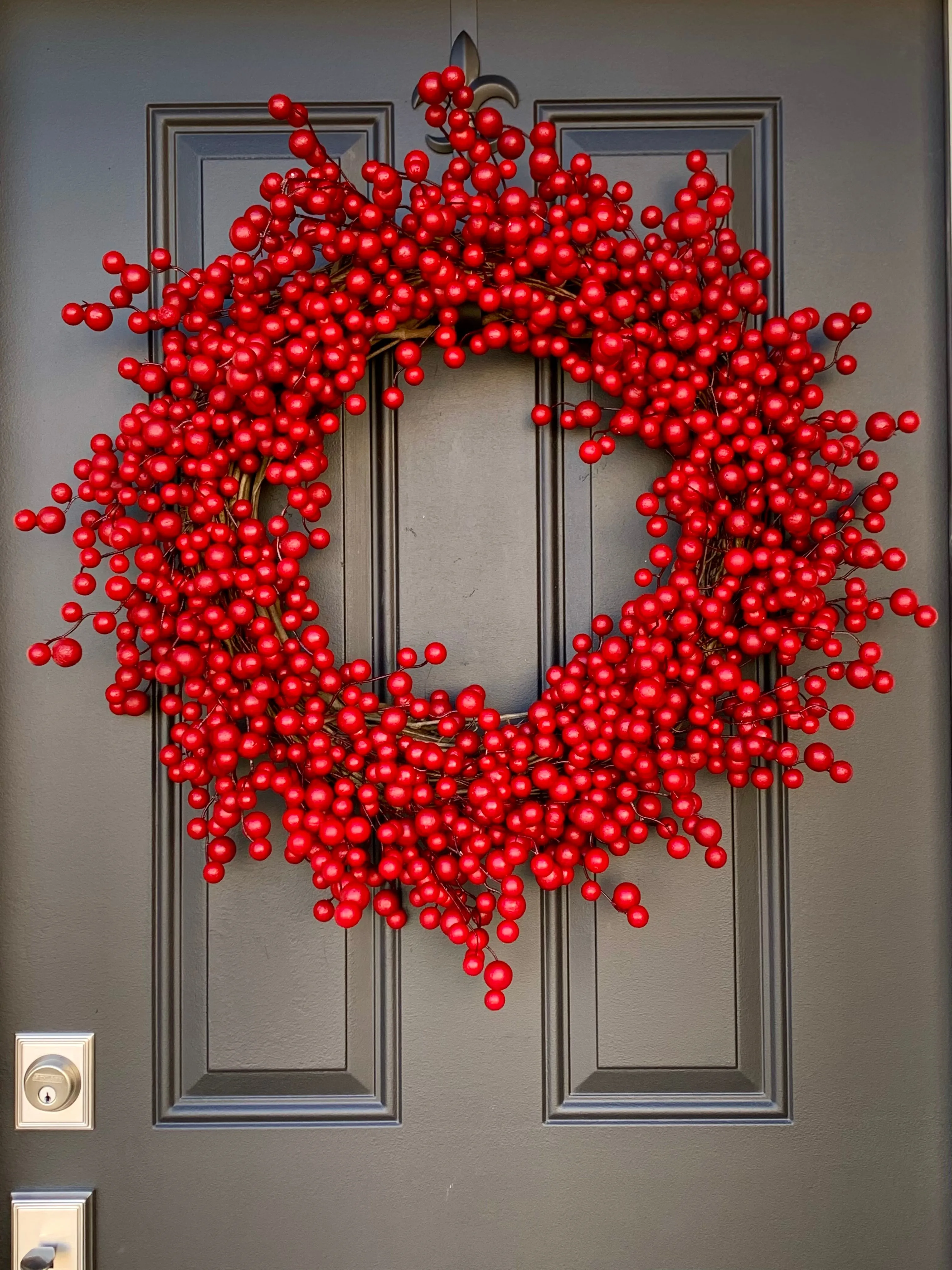 Christmas Red Berry Wreath, Weatherproof Holly Berry Wreath