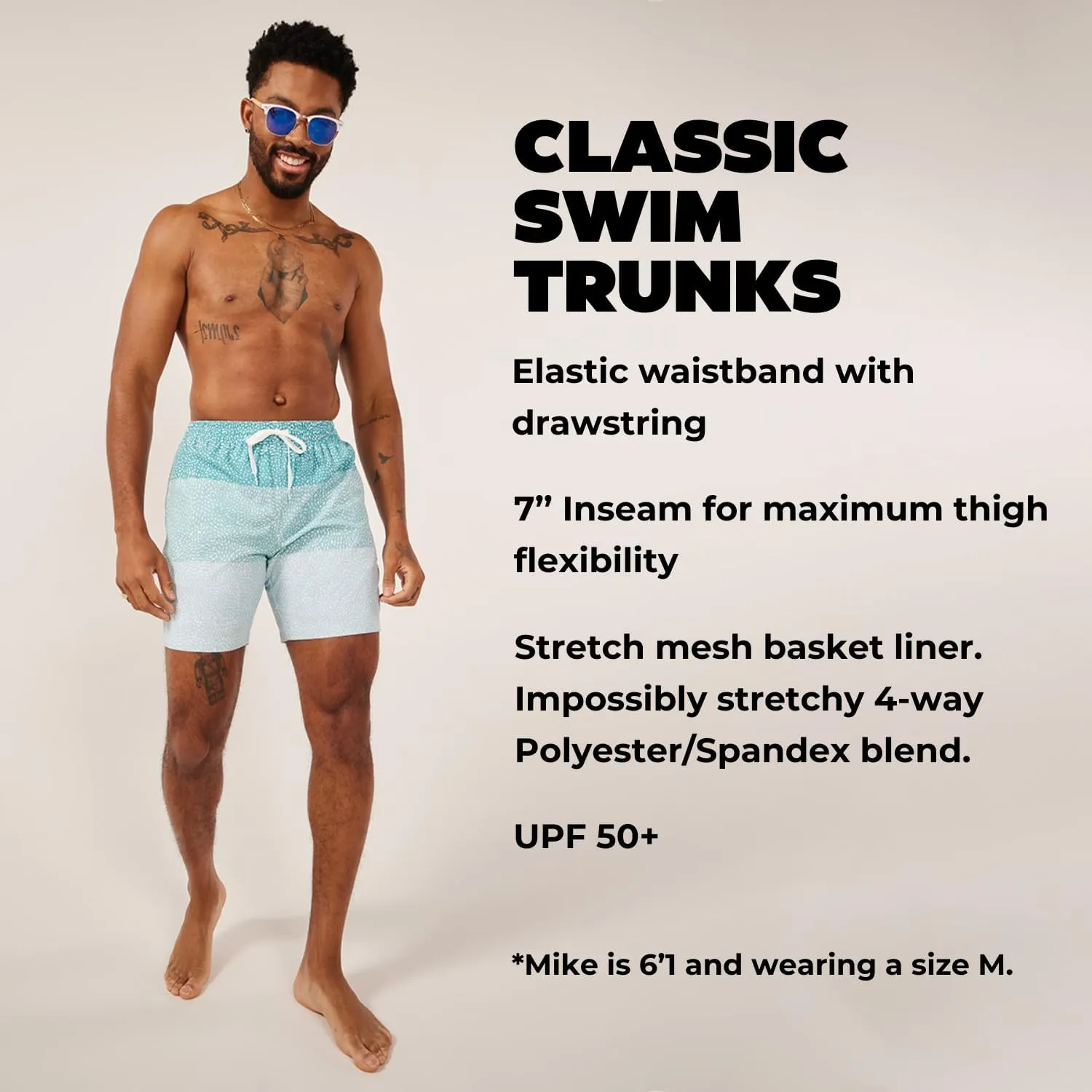Chubbies Mens Swim Trunks ?C Mens Swim Shorts with 4-Way Stretch, 7?? Beach Shorts with Elastic Waist, Mesh Lining, UPF 50 