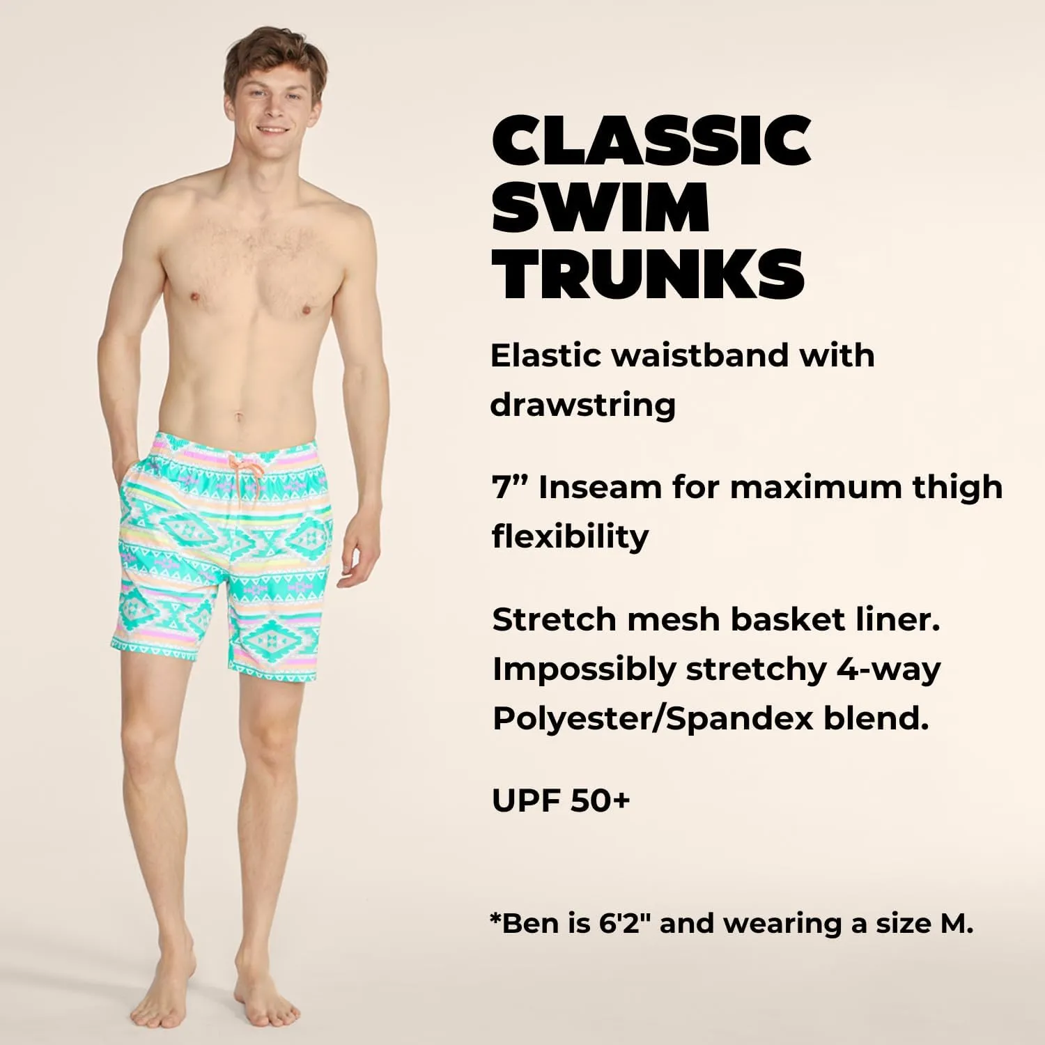 Chubbies Mens Swim Trunks ?C Mens Swim Shorts with 4-Way Stretch, 7?? Beach Shorts with Elastic Waist, Mesh Lining, UPF 50 