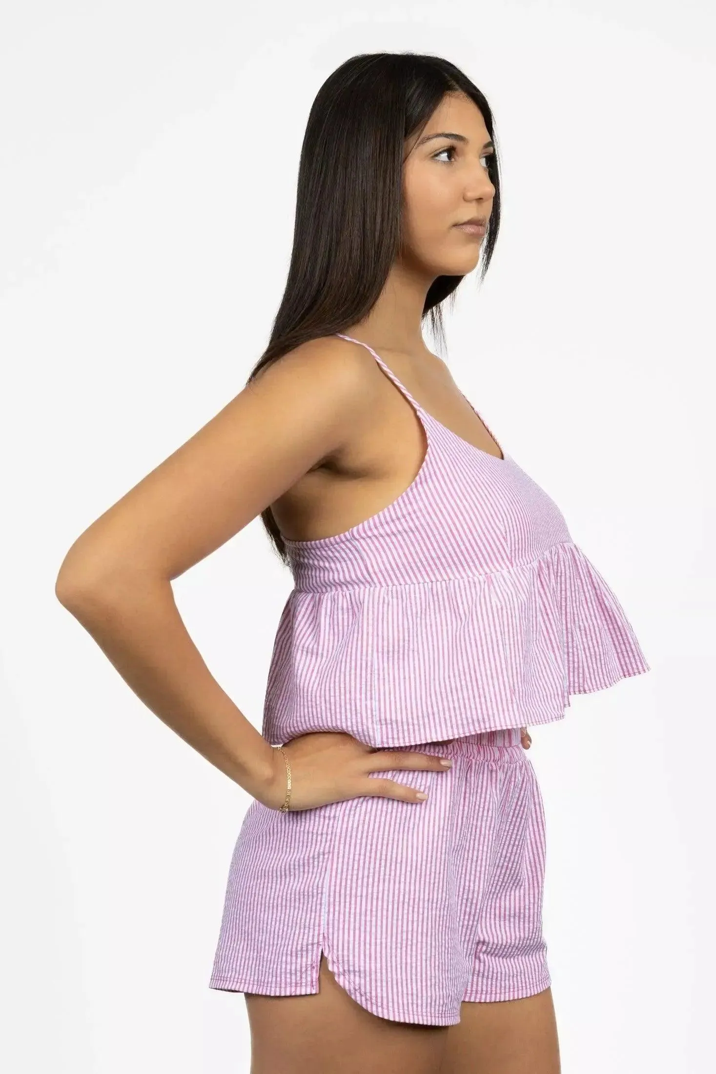 Crop Top w/ Ruffles & Matching Shorts Set