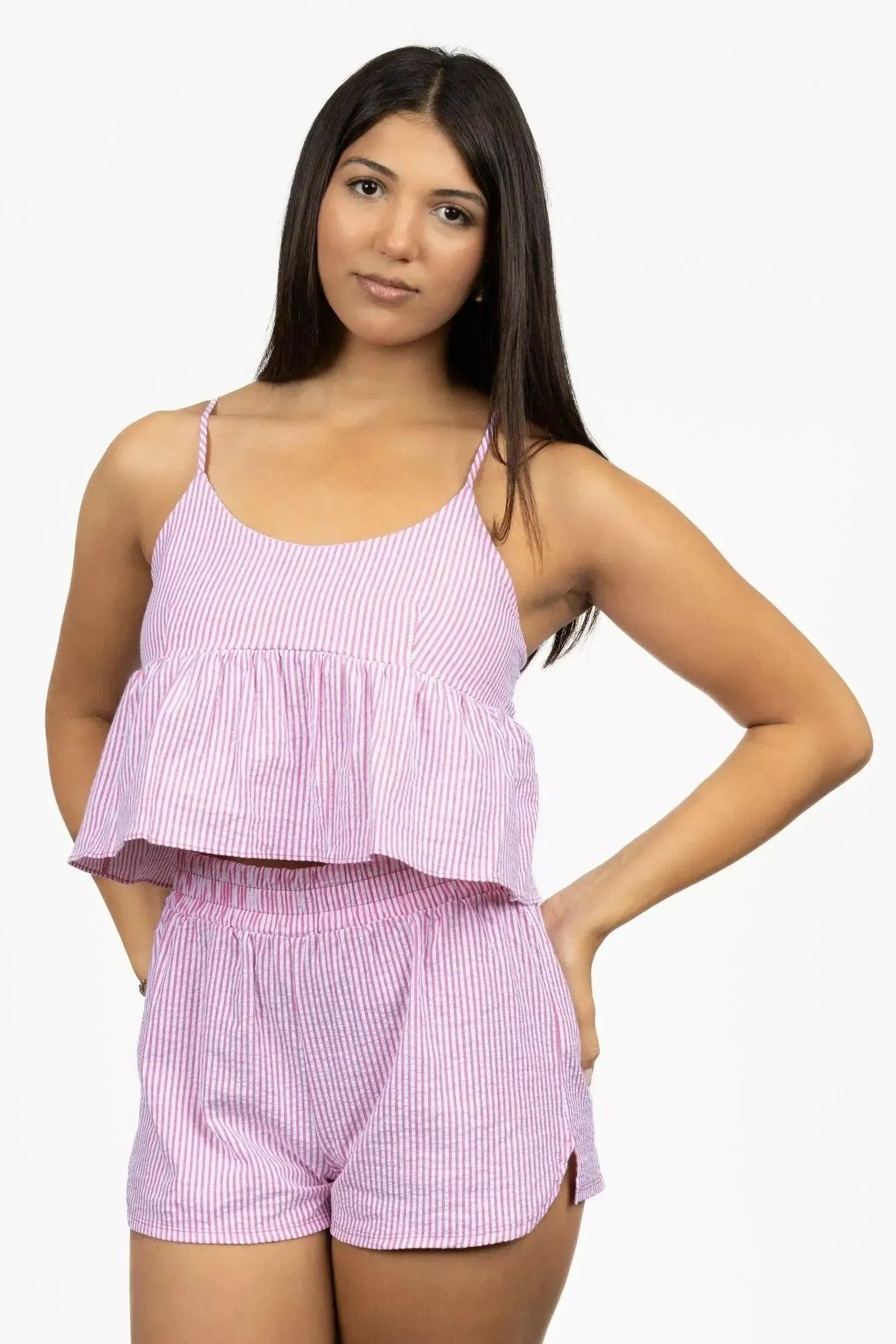 Crop Top w/ Ruffles & Matching Shorts Set