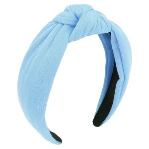CURASA Headbands for Women Girls Non Slip Knotted Headband Wide Preppy Fashion Hairband Blue Top Knot Decorative Hair Accessories Sky Blue Fabric Hair Bands Yoga Elastic Head Bands For Thick Thin