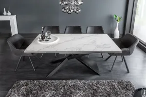 Dining Table Galactic 180-220-260cm Ceramic White Marble Look