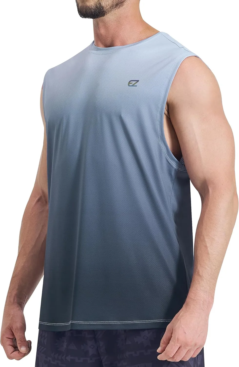 EZRUN Men's Workout Sleeveless Shirts Quick Dry Muscle Swim Shirt Gym Fitness Running Beach Tank Tops