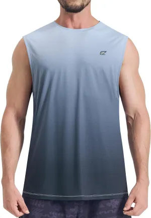 EZRUN Men's Workout Sleeveless Shirts Quick Dry Muscle Swim Shirt Gym Fitness Running Beach Tank Tops