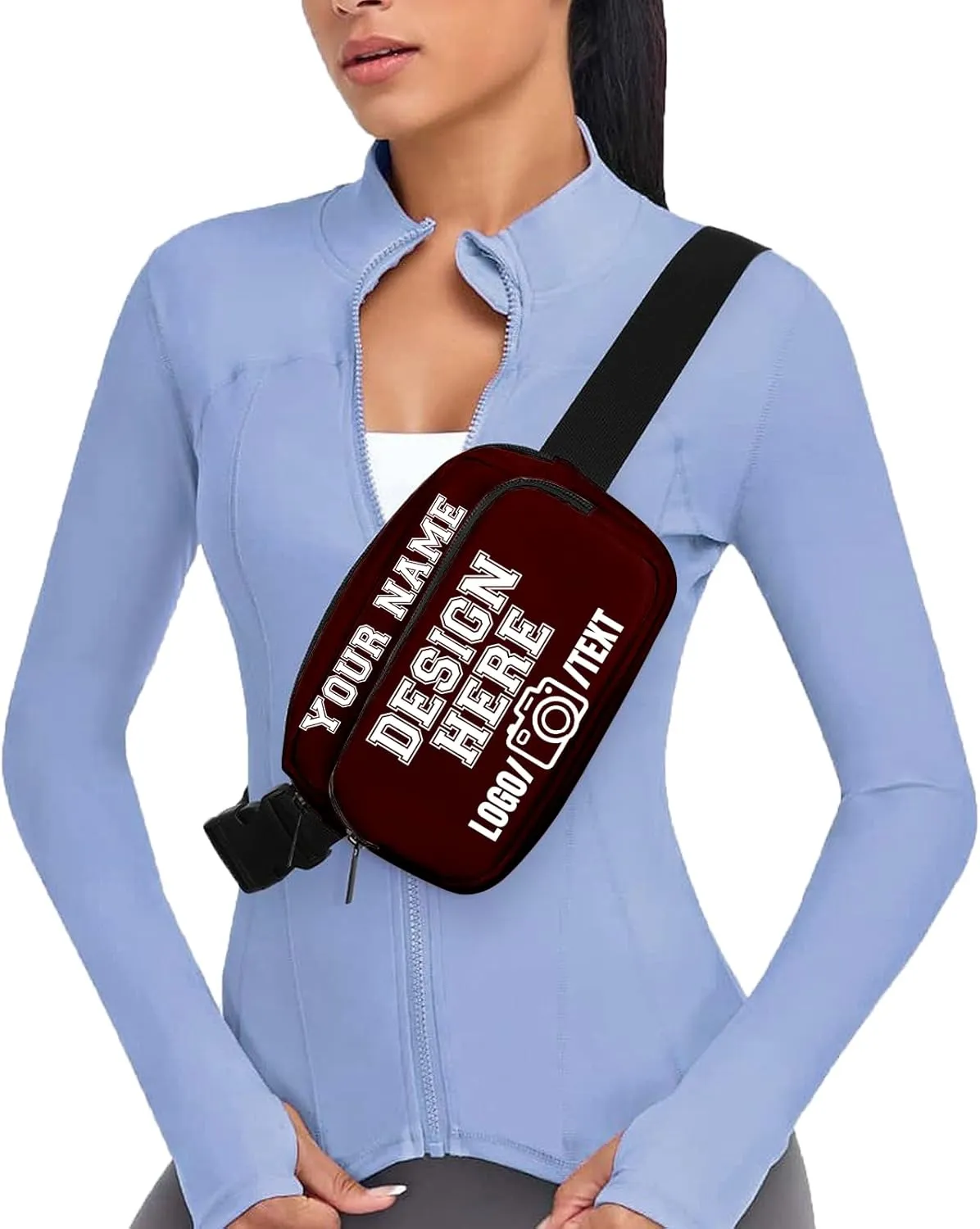 Fanny Pack for Women Men Personalized Funny Fanny Packs for Girl Boy Add Your Own Customize Crossbody Bag with Text BROWN Custom Bags Gift for Sport Workout Running Hiking Travel