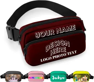 Fanny Pack for Women Men Personalized Funny Fanny Packs for Girl Boy Add Your Own Customize Crossbody Bag with Text BROWN Custom Bags Gift for Sport Workout Running Hiking Travel