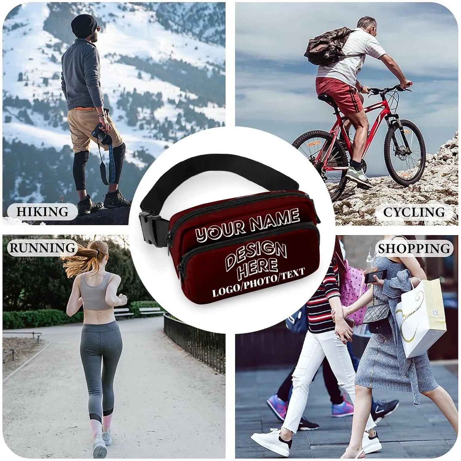 Fanny Pack for Women Men Personalized Funny Fanny Packs for Girl Boy Add Your Own Customize Crossbody Bag with Text BROWN Custom Bags Gift for Sport Workout Running Hiking Travel