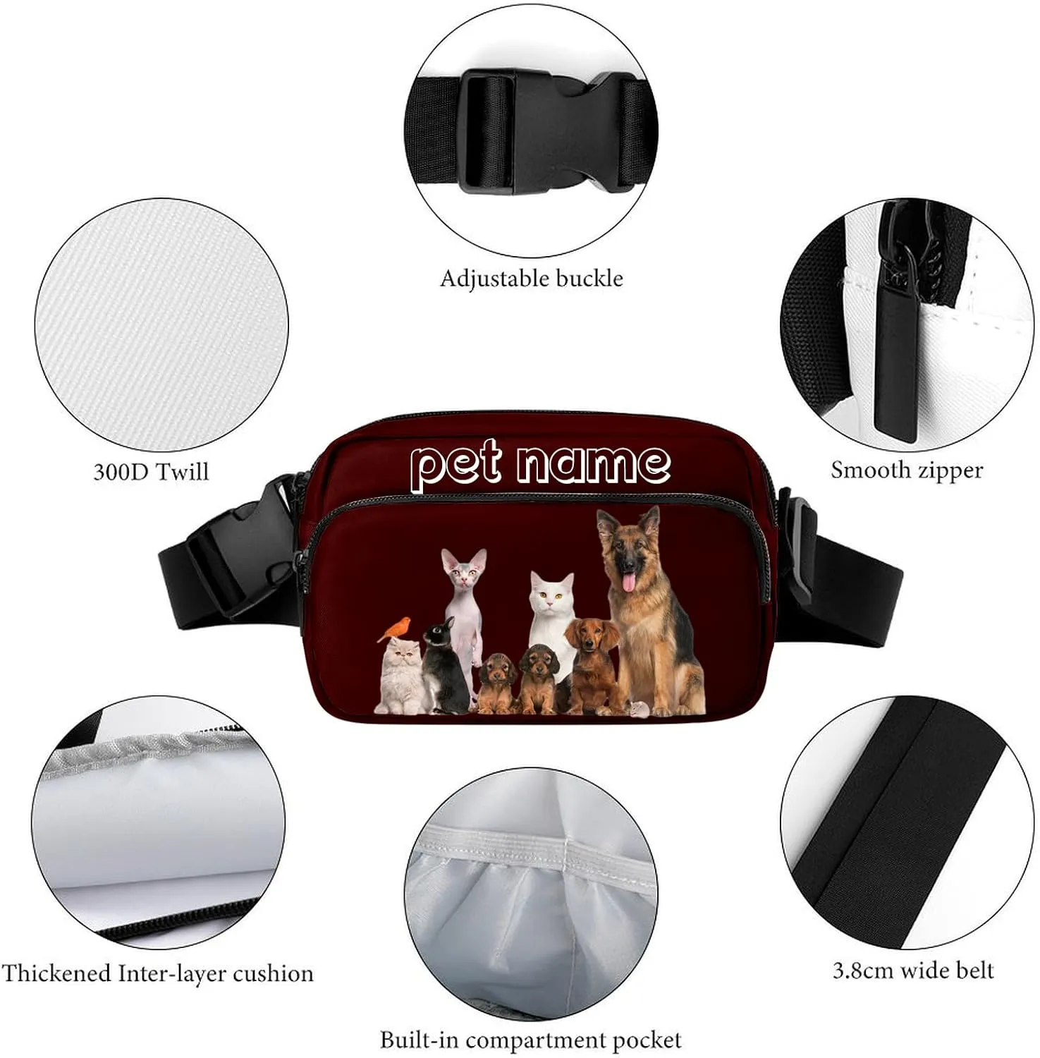 Fanny Pack for Women Men Personalized Funny Fanny Packs for Girl Boy Add Your Own Customize Crossbody Bag with Text BROWN Custom Bags Gift for Sport Workout Running Hiking Travel