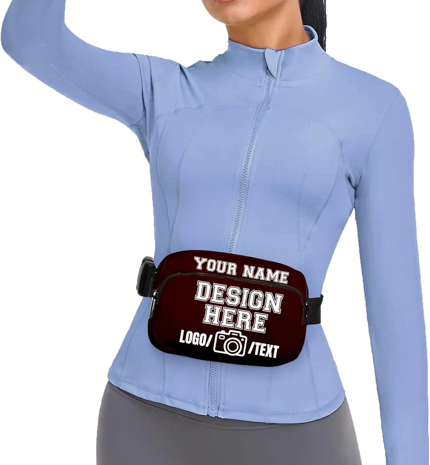 Fanny Pack for Women Men Personalized Funny Fanny Packs for Girl Boy Add Your Own Customize Crossbody Bag with Text BROWN Custom Bags Gift for Sport Workout Running Hiking Travel