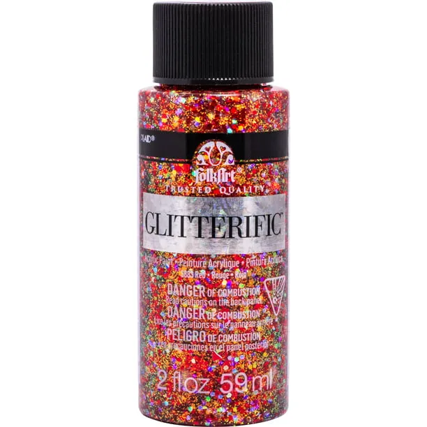 Folkart Glitterific Water Based Paints - Red 59Ml