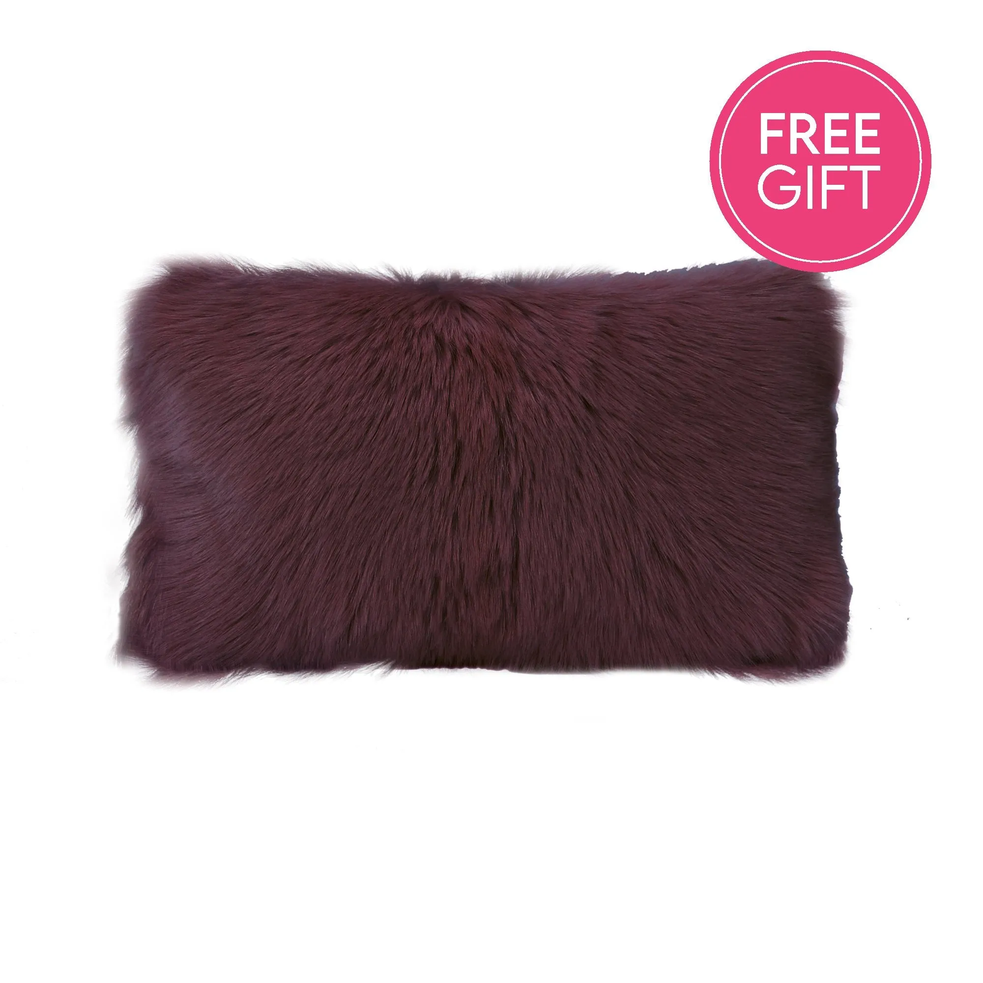 Goat Fur Lumbar Cushion - Plum