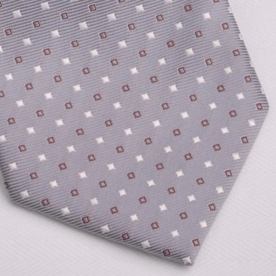 Grey Skinny Modern Tie with Contrast Studs Luxury Fashion 3"