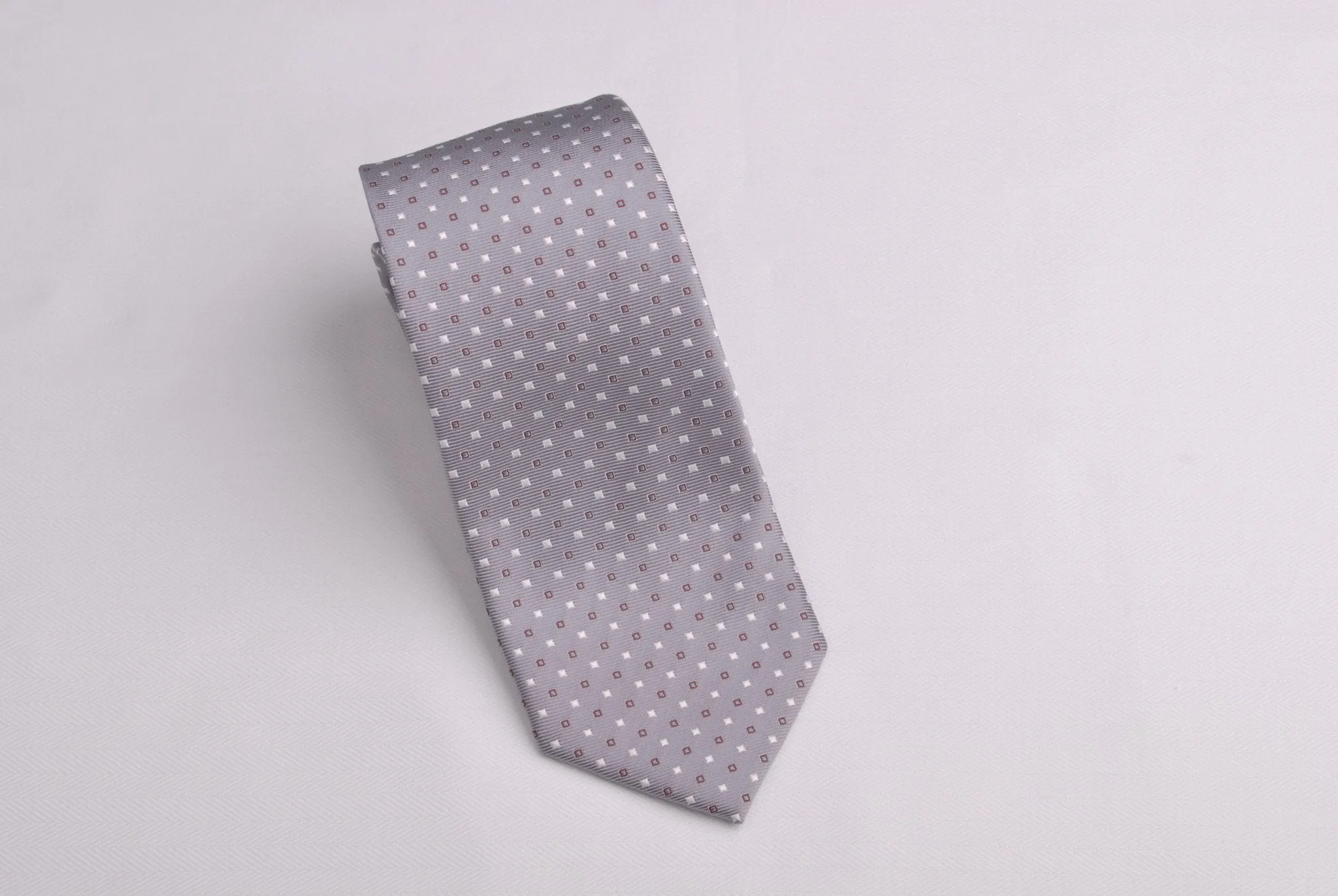 Grey Skinny Modern Tie with Contrast Studs Luxury Fashion 3"