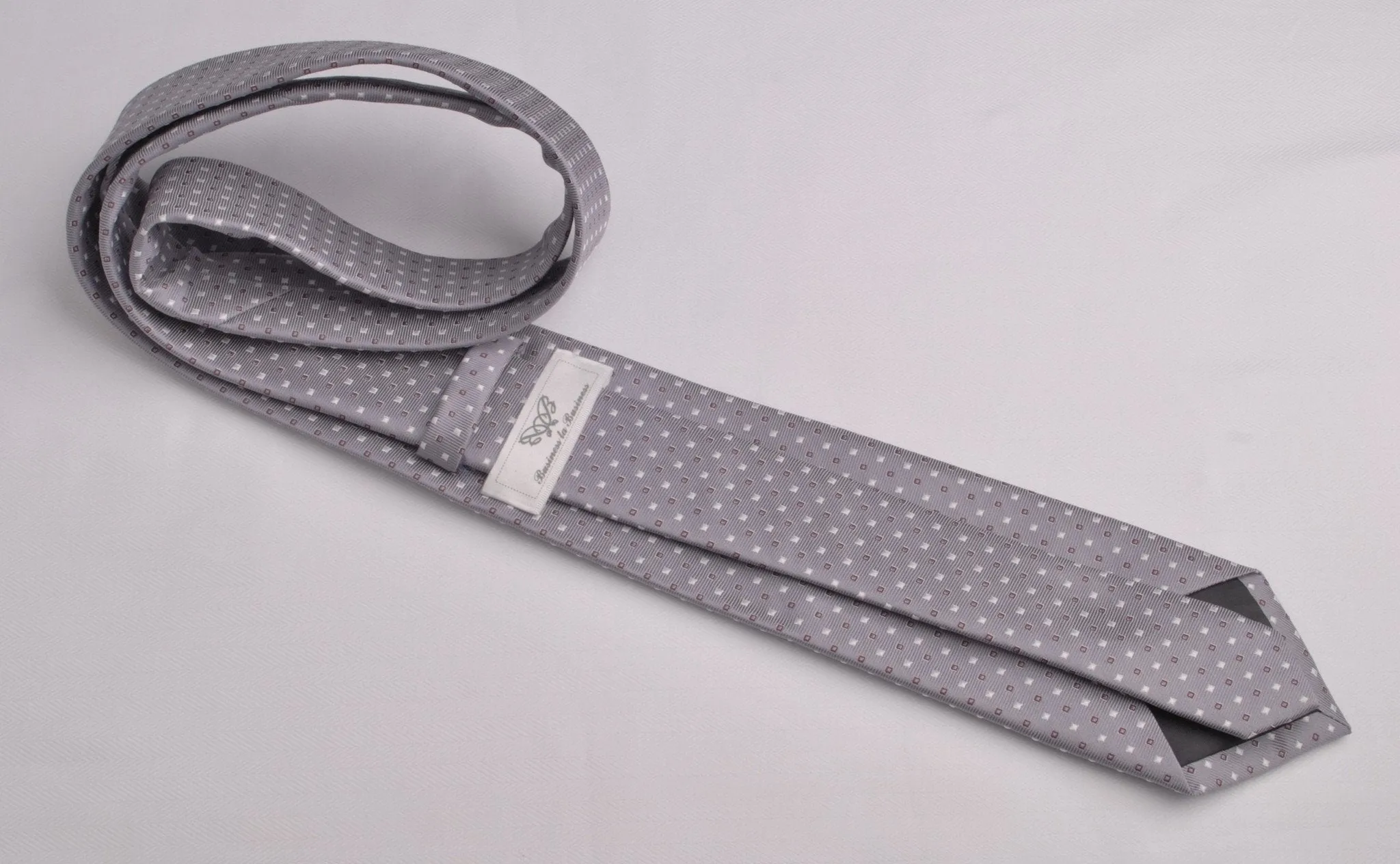 Grey Skinny Modern Tie with Contrast Studs Luxury Fashion 3"