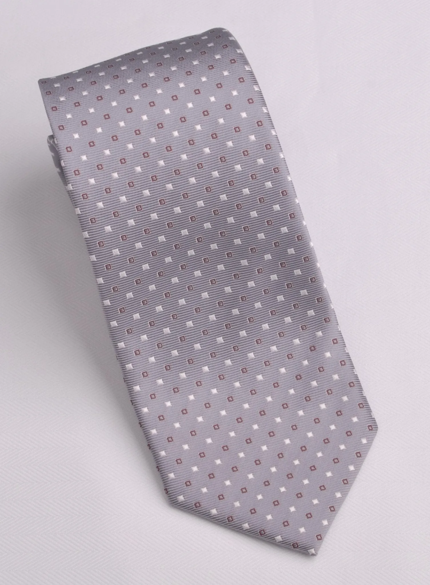 Grey Skinny Modern Tie with Contrast Studs Luxury Fashion 3"
