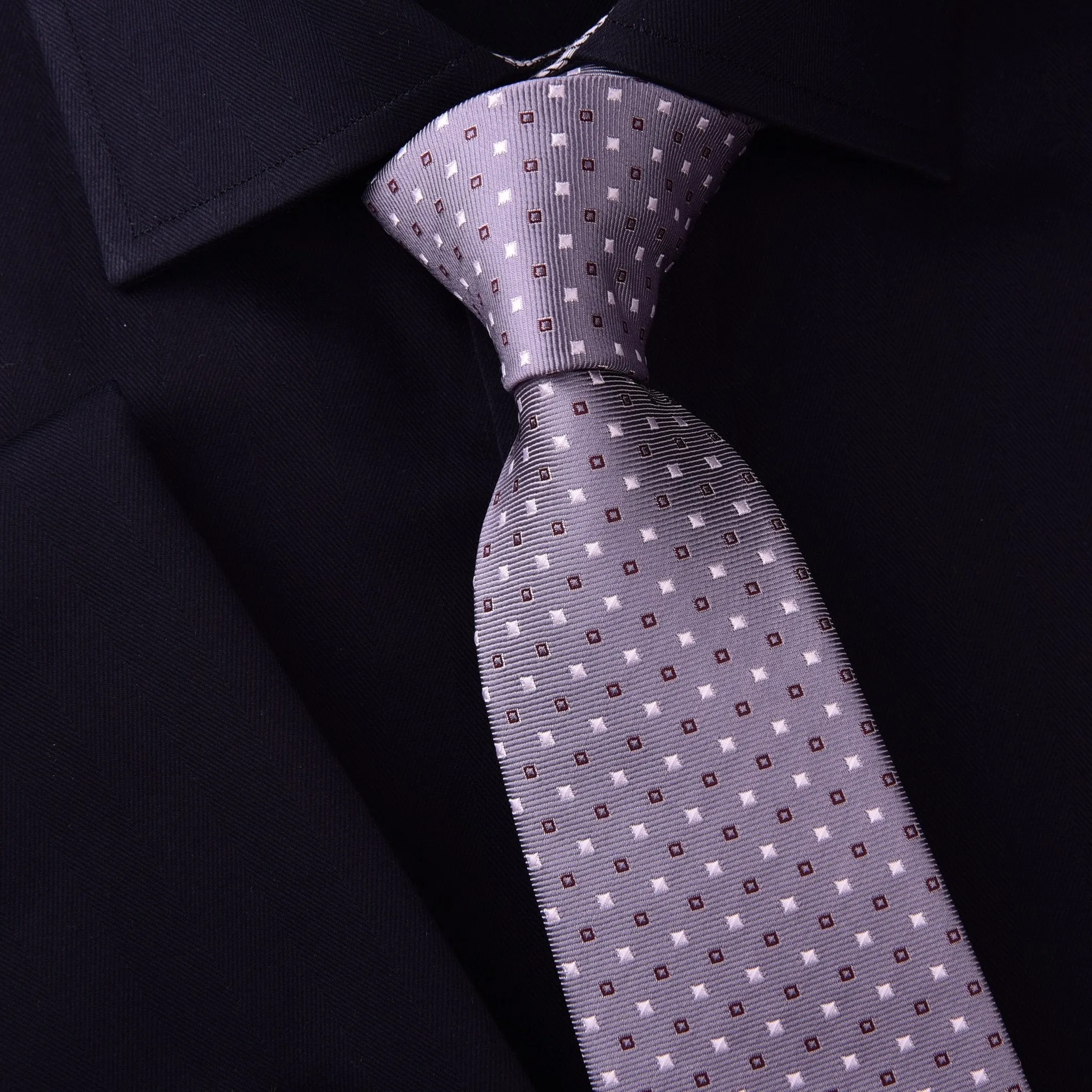 Grey Skinny Modern Tie with Contrast Studs Luxury Fashion 3"