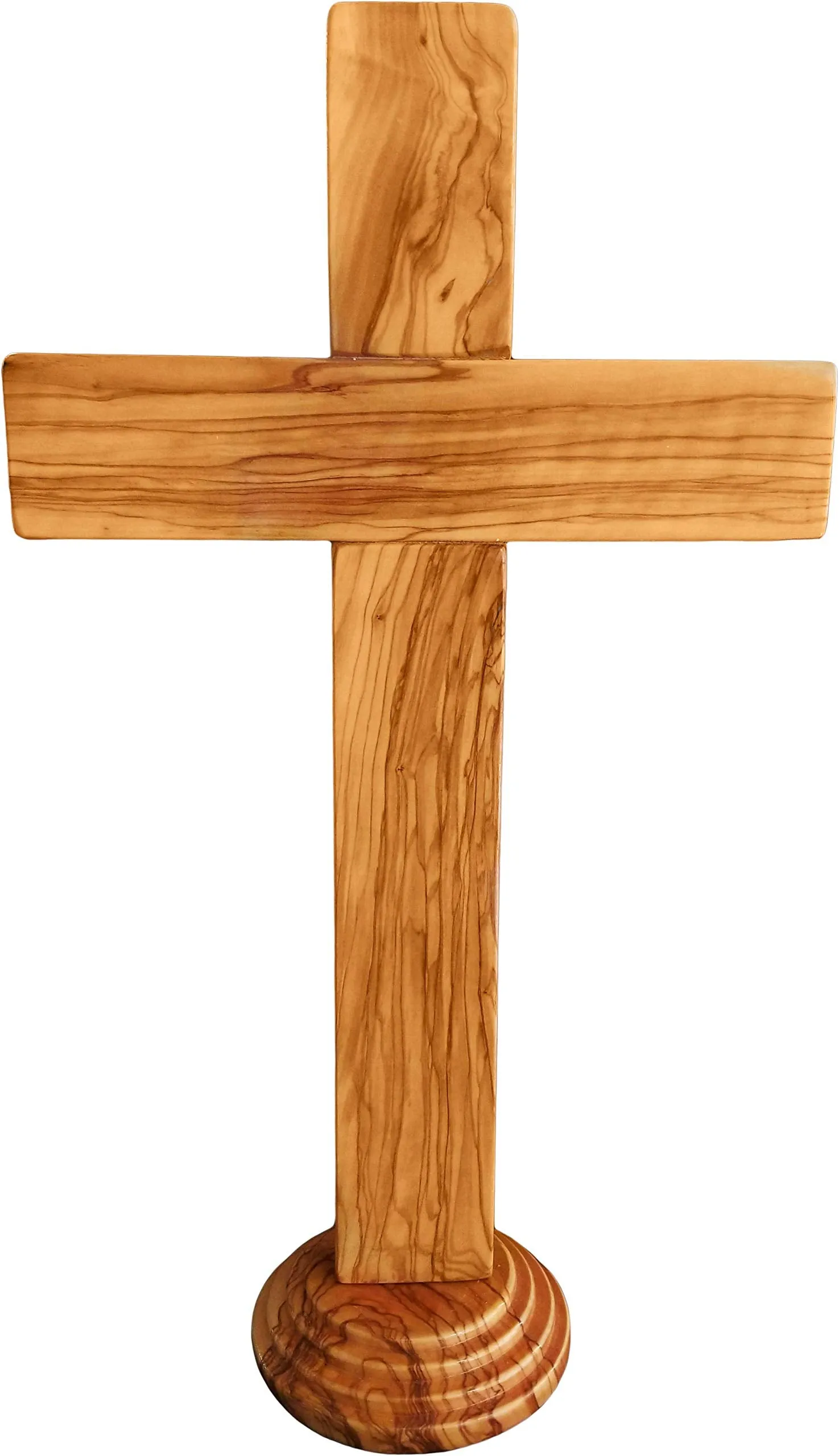 Holy Land 15" Genuine Olive Wood Standing Cross, for Tabletop, Desk or Altar Table, Hand Made in Biblical Ephesus