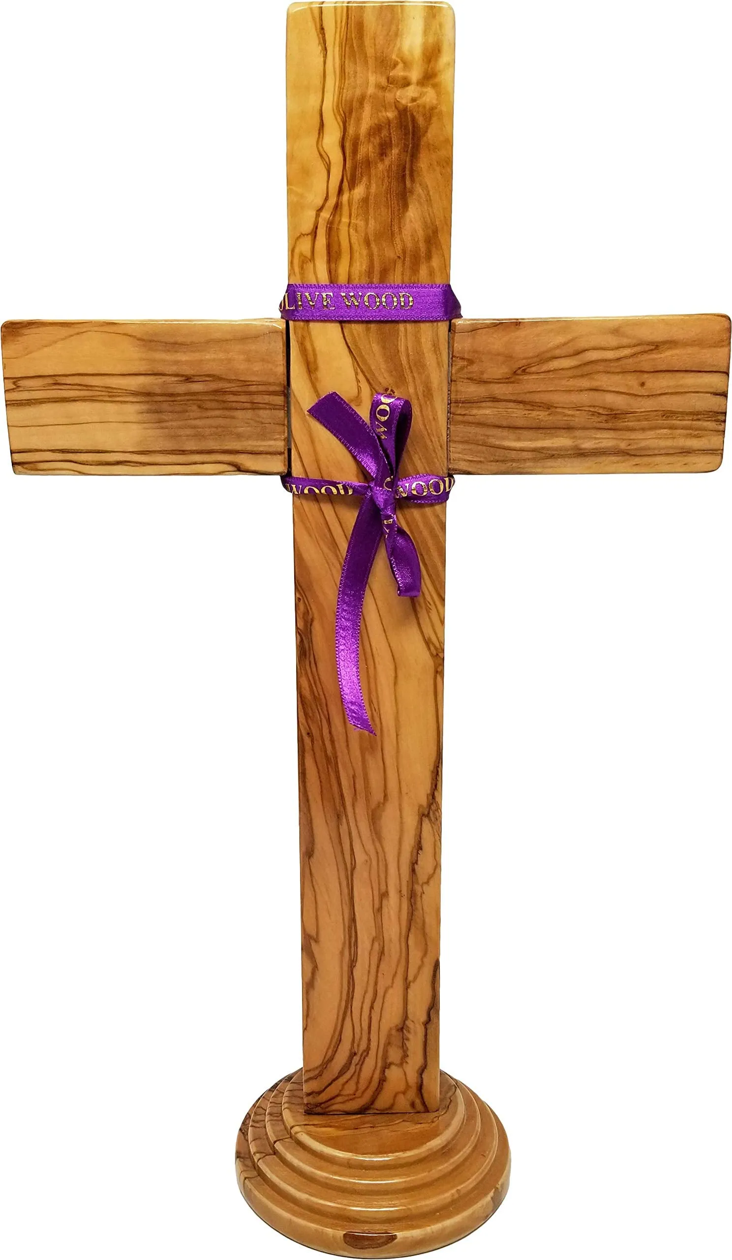 Holy Land 15" Genuine Olive Wood Standing Cross, for Tabletop, Desk or Altar Table, Hand Made in Biblical Ephesus