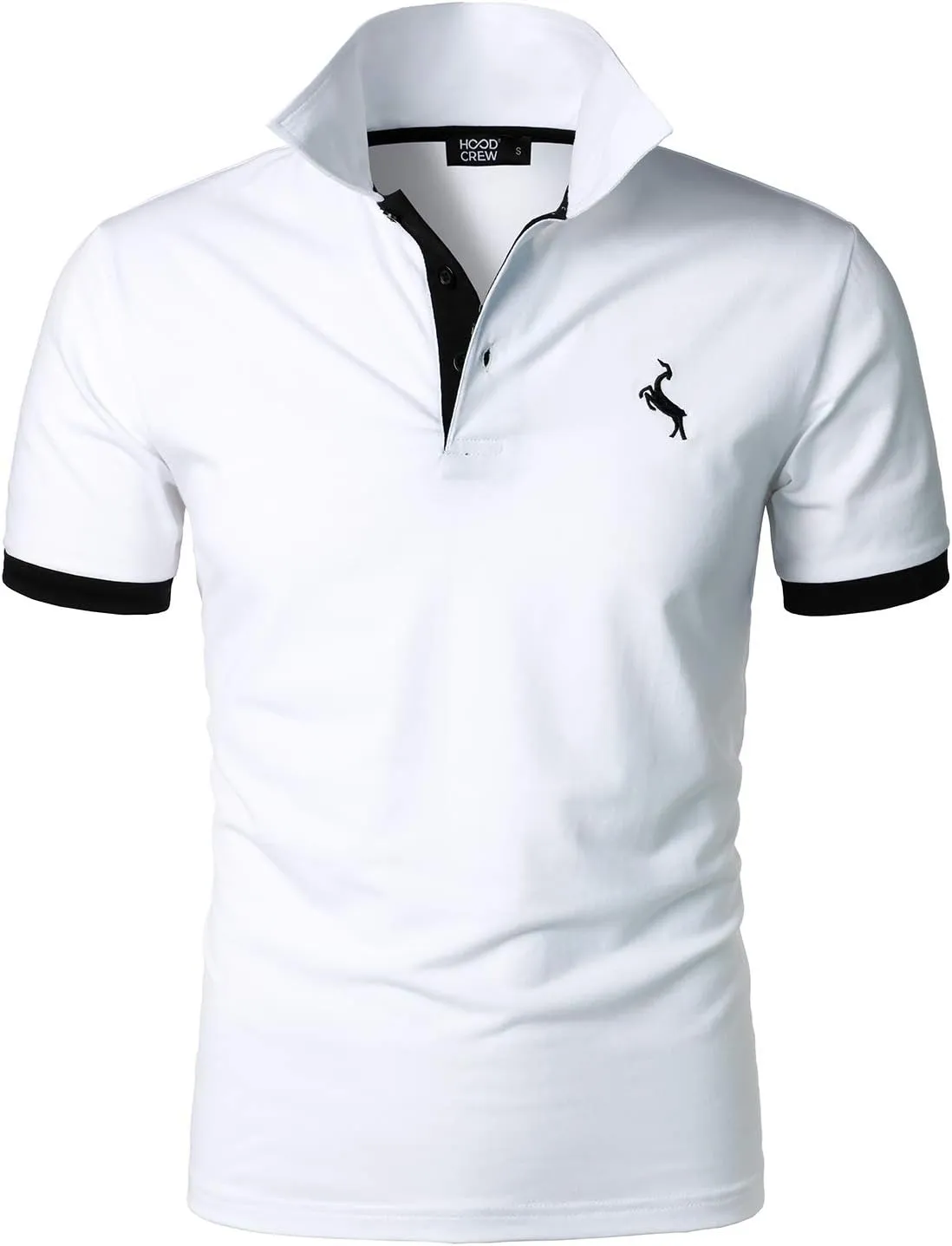 HOOD CREW Men??s Classic Polo Shirt Short Sleeve Shirts Lightweight Casual Tops