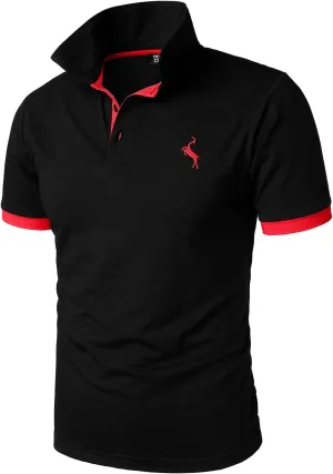 HOOD CREW Men??s Classic Polo Shirt Short Sleeve Shirts Lightweight Casual Tops