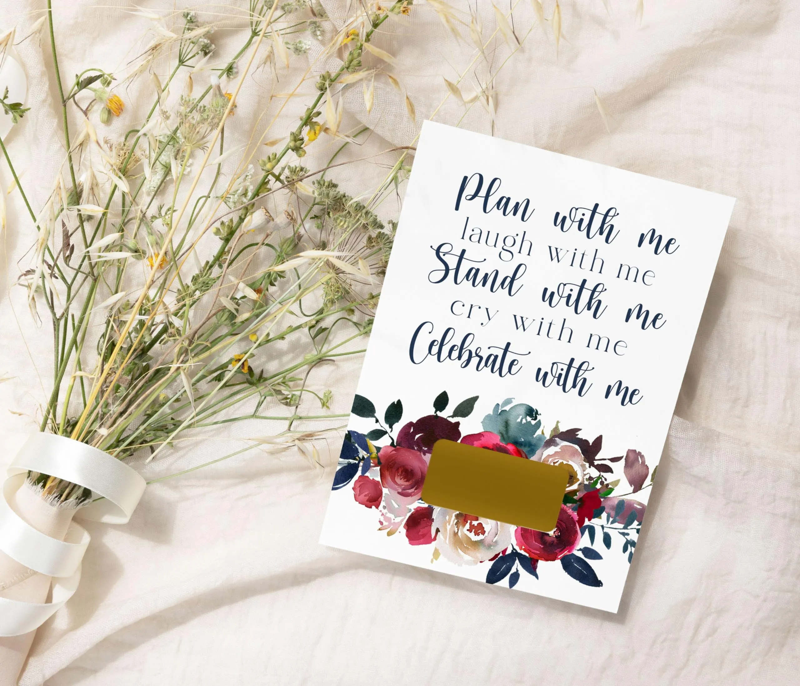 Indigo Floral Bridesmaid & Honor Scratch-Offs (7-Pack)