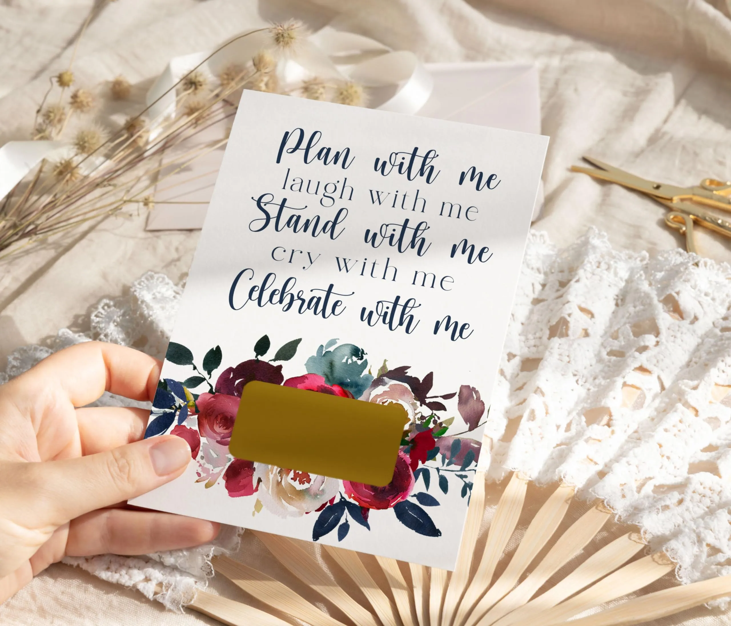 Indigo Floral Bridesmaid & Honor Scratch-Offs (7-Pack)