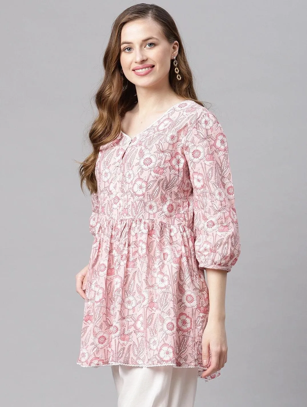 Jashvi baby pink Cotton Peplum Top