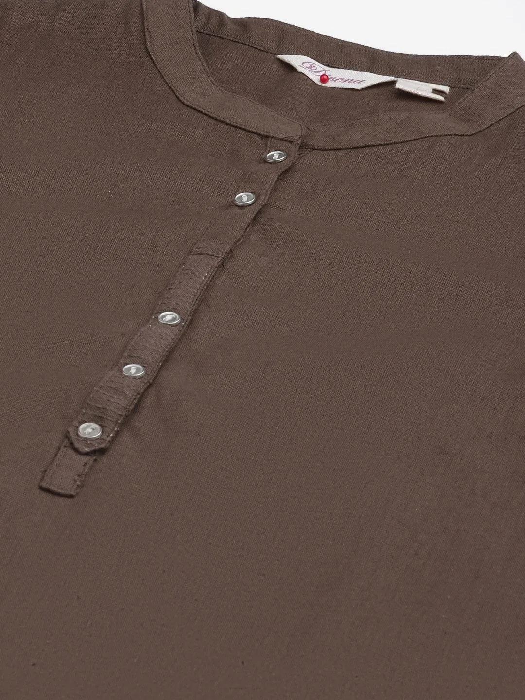 Jashvi Brown Cotton Straight Kurti