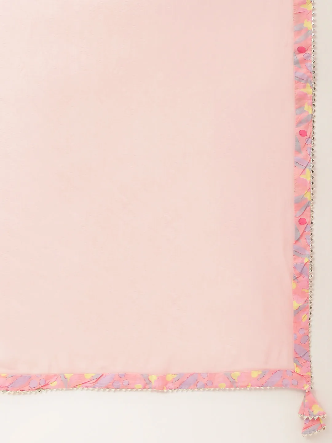 Jashvi Pink Floral Print Cotton  Kurta, Trouser With Dupatta