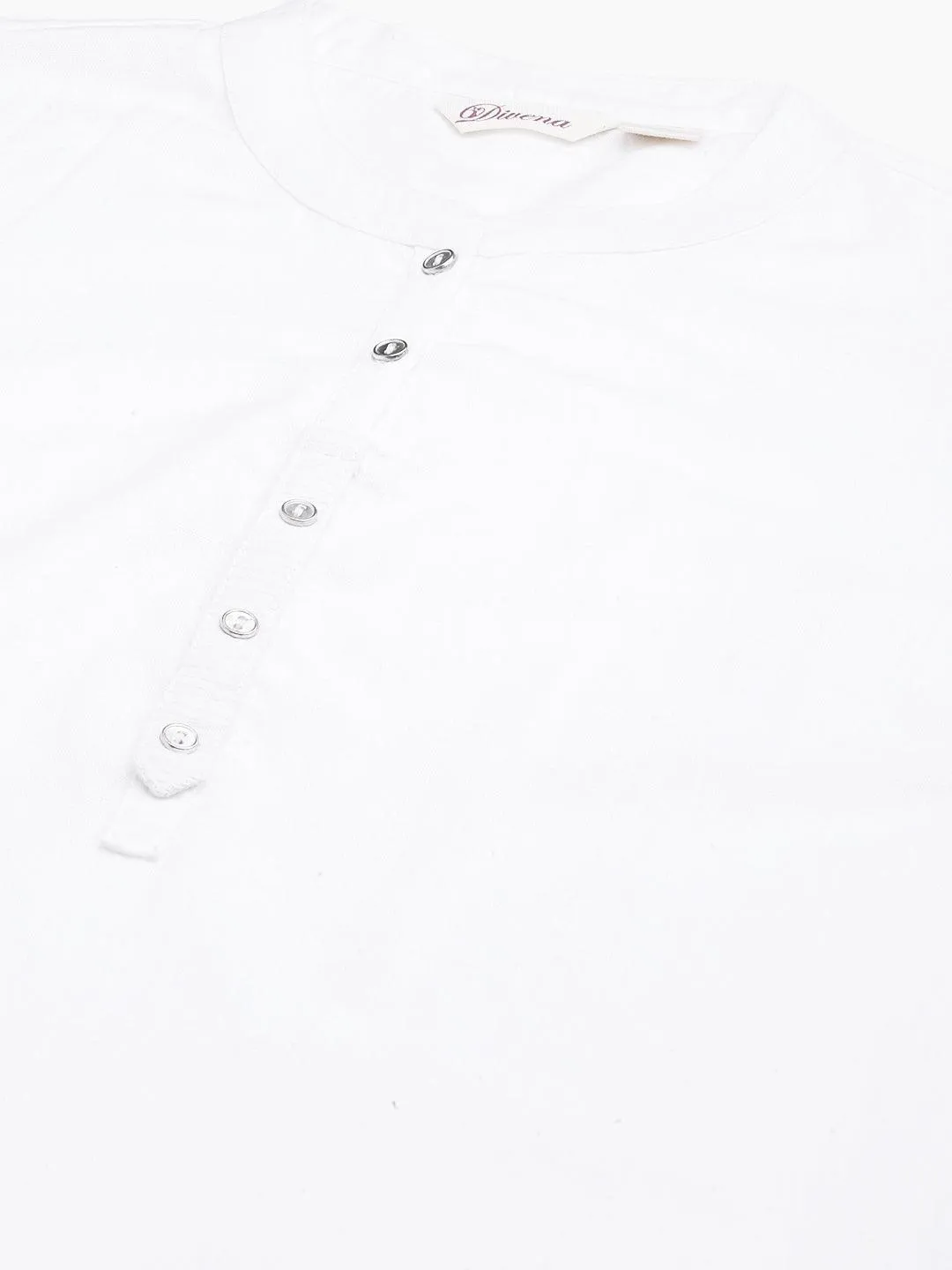 Jashvi White Solid Pure Cotton Straight Kurta