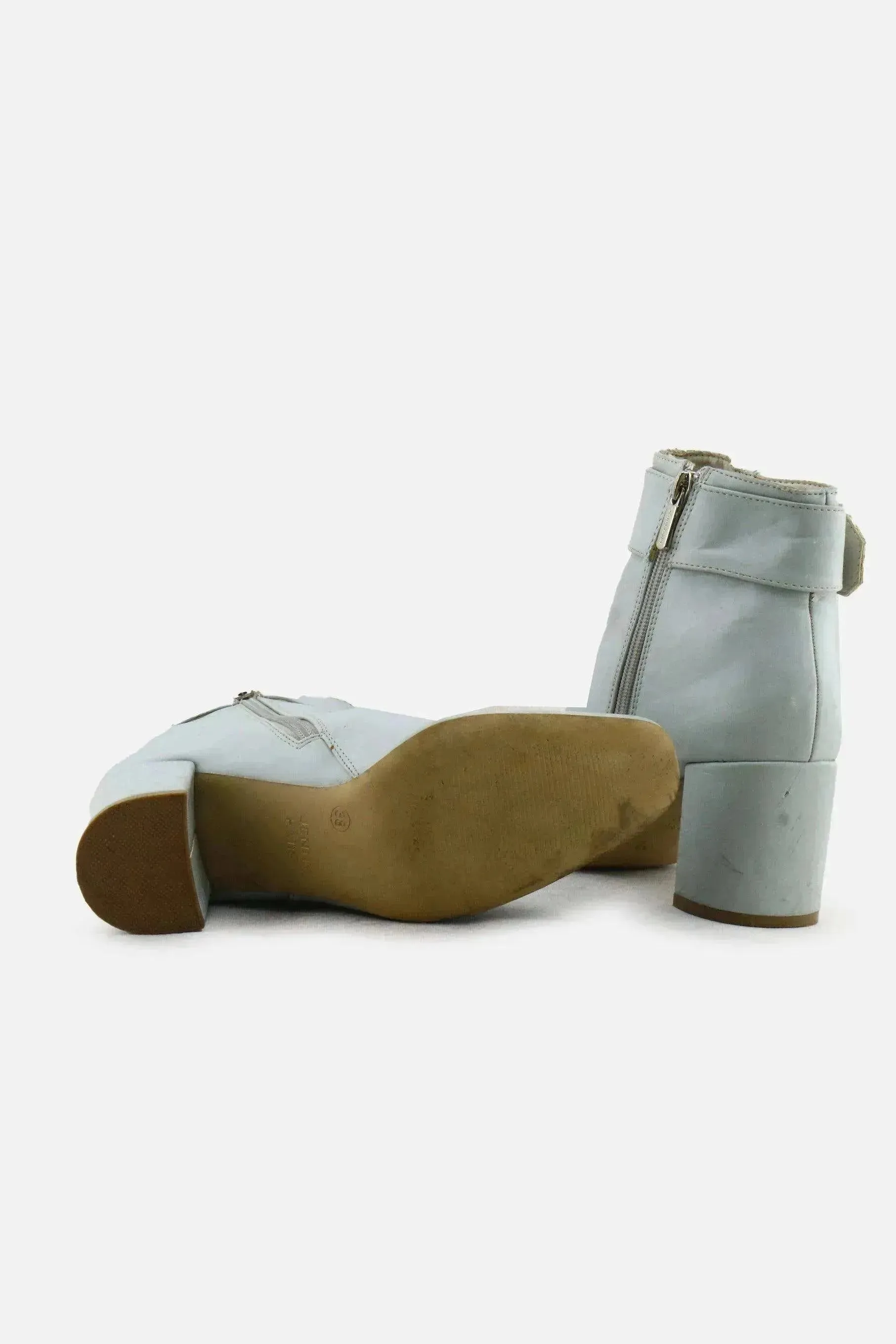 Jenny Fairy Zipper Block Heels Ankle Boots | 100% Authentic Leather