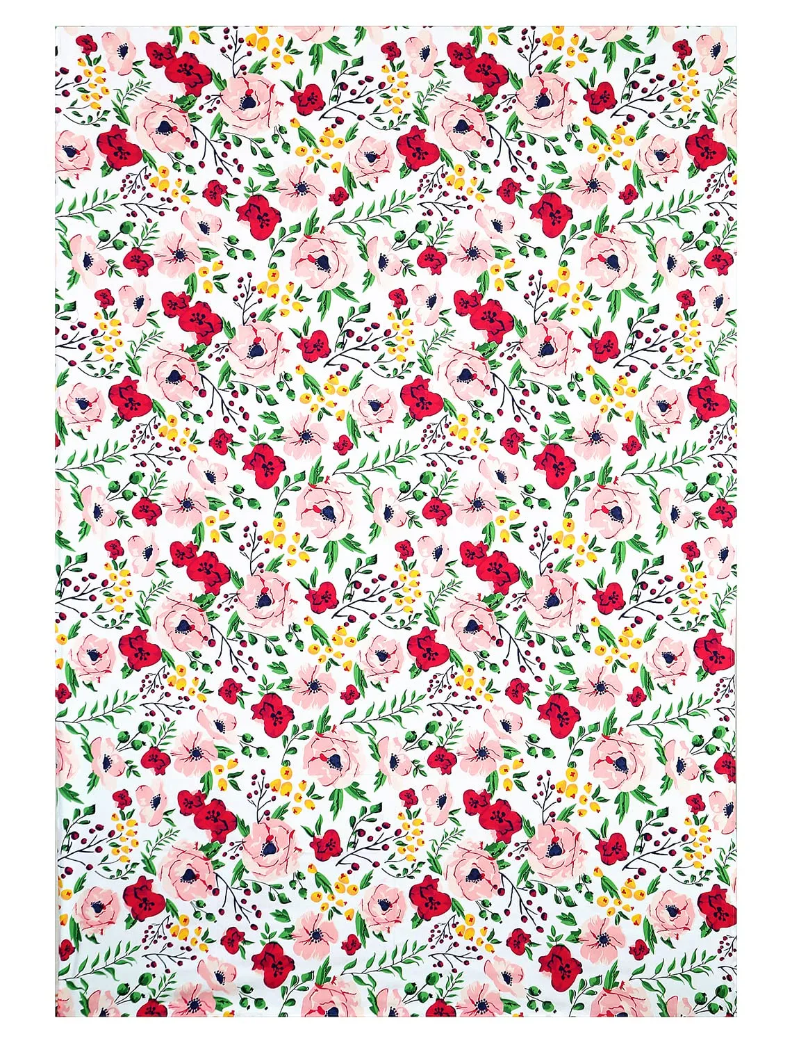 Kuber Industries Flower Printed 8 Pieces - 1 Single bedsheet with 5 Cushions Covers and 2 Bolster Covers Cotton Diwan Set (White & Pink)-44KM0176