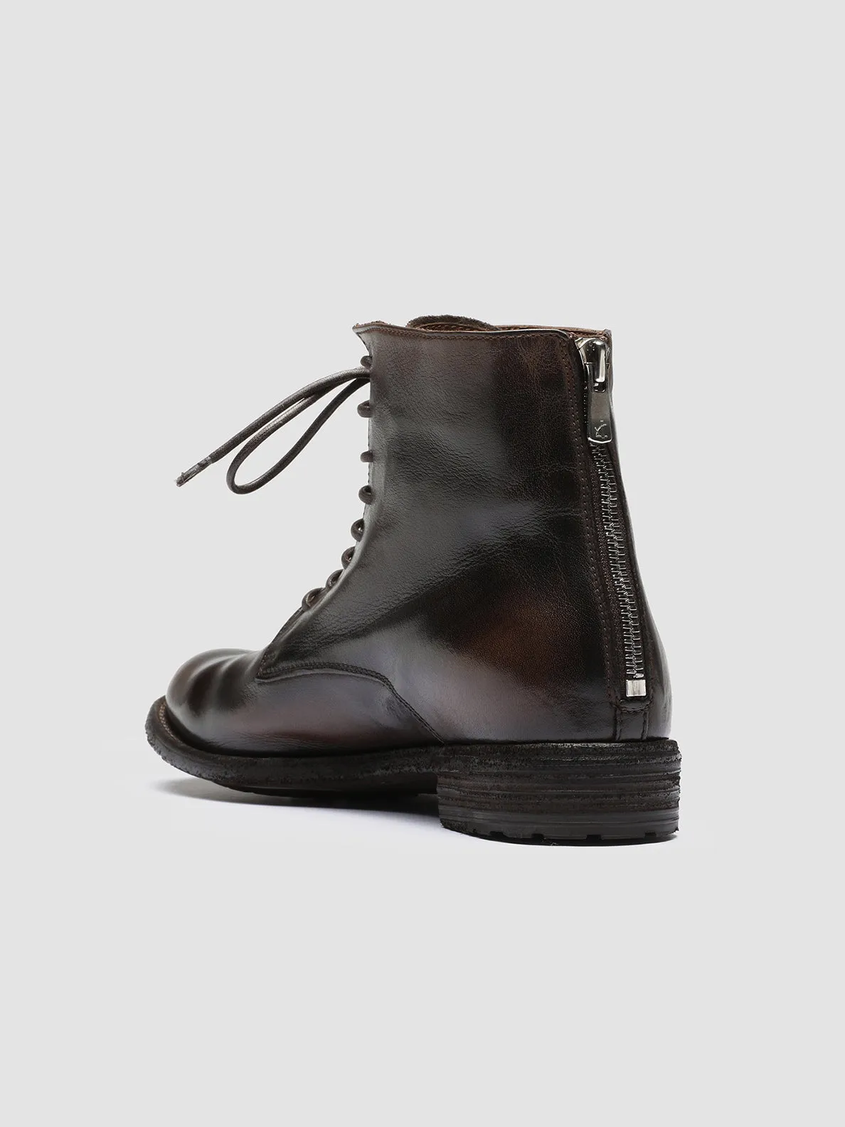 LEXIKON 123 - Brown Zipped Leather Ankle Boots
